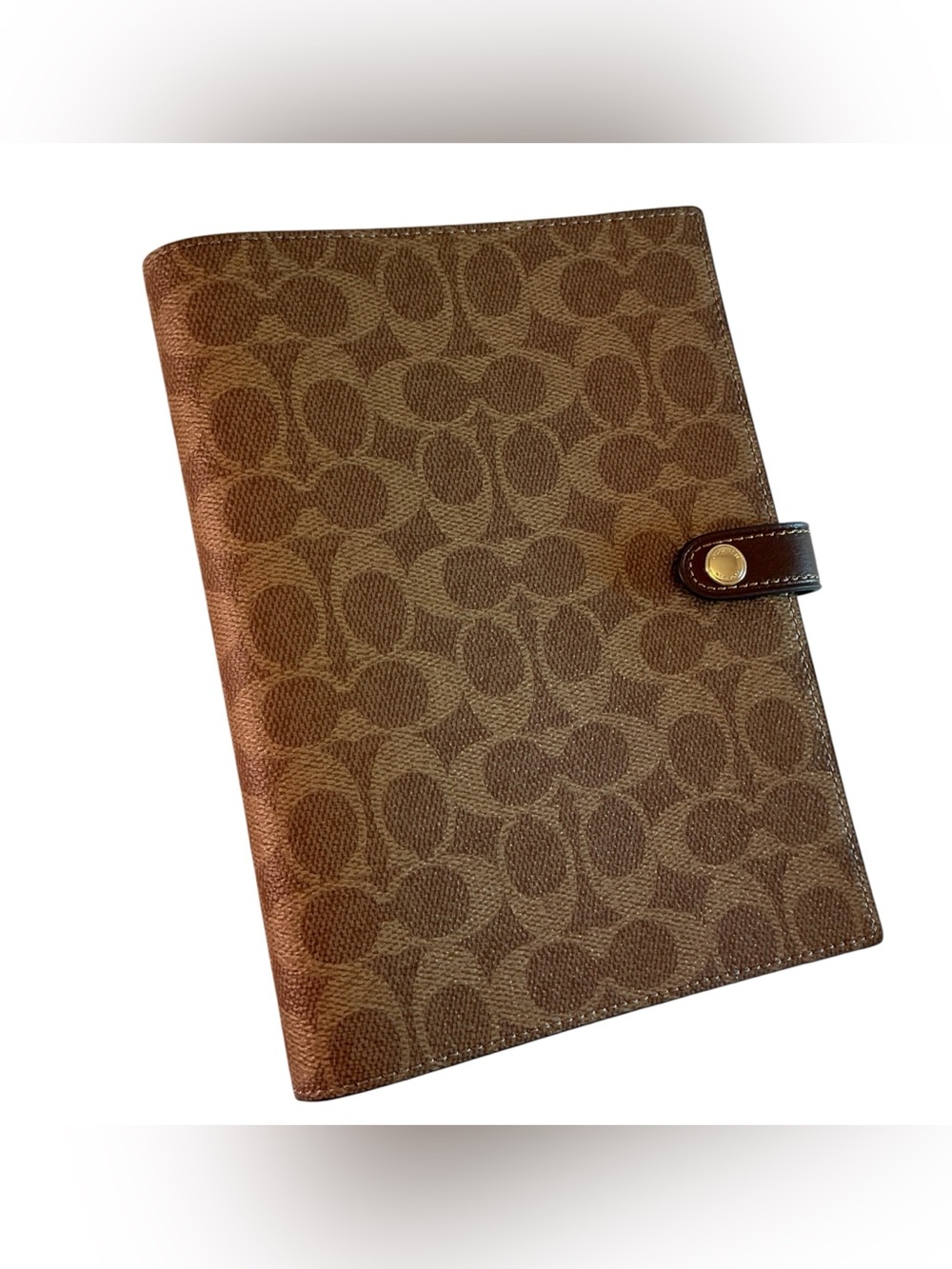 Coach Notebook Cover & Notebook - CZ198 Tan Brown Signature Canvas/Leather